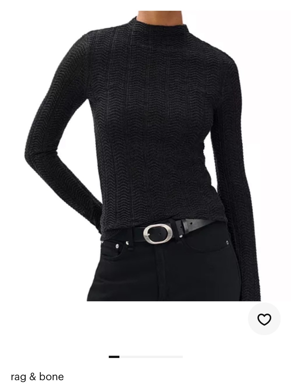 rag & bone Black Textured Mock Neck Sweater